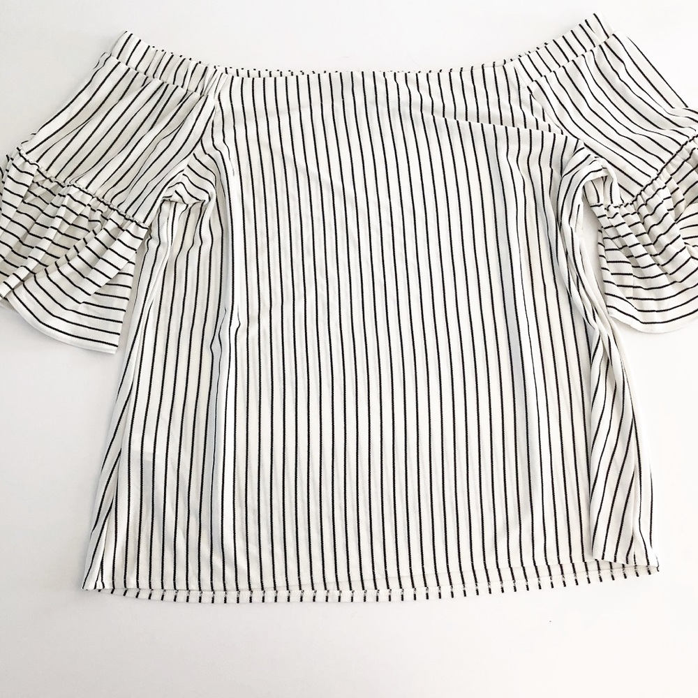 Banana Republic Stripe Crepe Off Shoulder Top - Picture 5 of 6